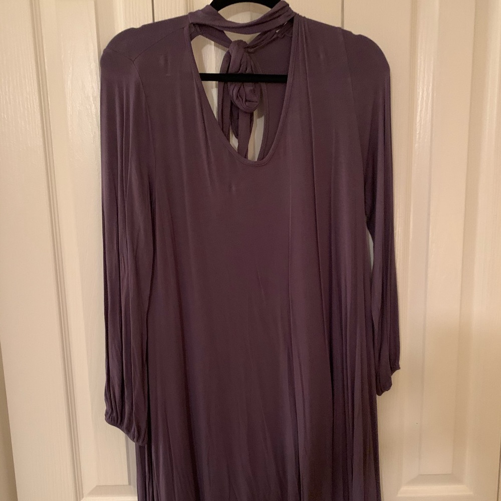 High Cutout Neck Long Sleeve Dress